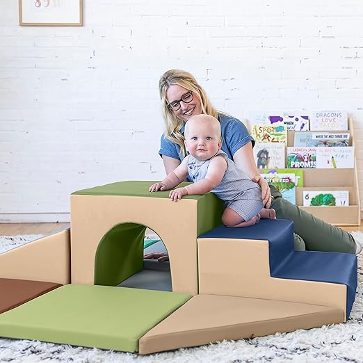 ECR4Kids SoftZone Lincoln Tunnel Climber, Toddler Playset, Earthtone
