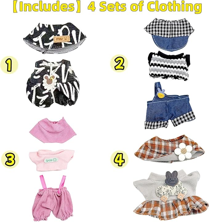 4 Pack—17 cm Doll Clothes for Cute Accessories for Fashion，Perfect for Play & Display, Dolls Clothing Girl Chic Style Set Elegant Dress Accessories(No Dolls and Shoes) (Set I)