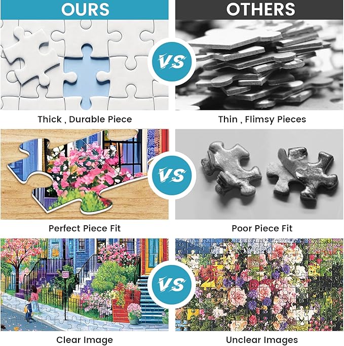500 Pieces Puzzles for Adults, Spring Puzzle for Adults Children Elderly, Colorful Street Jigsaw Puzzle, Recycled Paper Puzzle 500 Pieces, Family Activity Game Nights Gifts 20.5x15 in