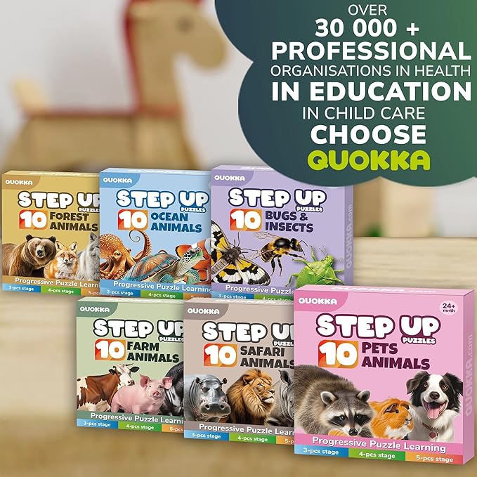 QUOKKA Toddler Puzzles Ages 2-4 - Large Floor Puzzles for Kids 3-5 - 8 Realistic Animal Shapes - Extra Thick Cardboard - Preschool Learning Game - 40 Big Piece Gift for Toddlers 1-3 Years Old