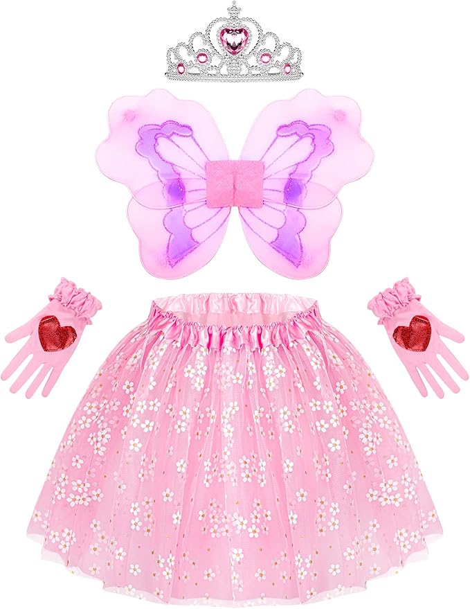 Little Girls Dress Up Costume Set, Fairy and Mermaid Princess Dress Up Clothes Pretend Play Costume for Toddler Girl 3 4 5 6