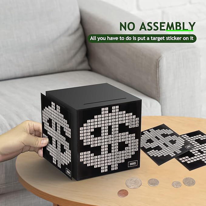 Primo Lines Piggy Bank for Adults Must Break to Open, with Savings Counter & Goal Tracker, Unbreakable Stainless Steel Money Box for 10K Challenge $3000 $5000, Kakeibo(4.72 Inch)