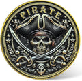 Pirate Challenge Coin – Adventure-Themed Zinc Alloy Coin with Treasure Map Design – 1.57 Inch Collectible Coin with Skull and Cross Swords ﻿ ﻿ ﻿