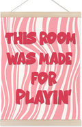 Koesus Girly Playroom Wall Art Poster Hanger Frame 12x16 Inch, Pink Preppy This Room Was Made for Playin Canvas Pictures Prints Framed Wall Decor for Toddler Girls Room Nursery Bedroom Playroom