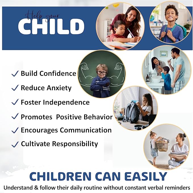 Visual Schedule for Kids – 133 Durable Plastic Picture Cards with Soft Loop Coins | Daily Routine & Chore Reward Chart for Home, School, Autism, ADHD & Special Needs Behavior Support