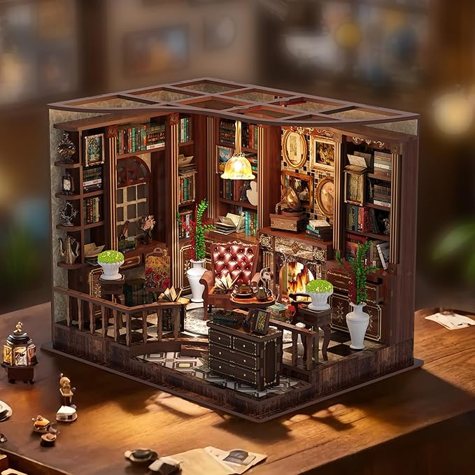 Book Nook Kit for Adults, 3D Wooden Miniature DIY House Craft Kit Book Nook Decor Bookshelf Insert Diorama Birthday Gift