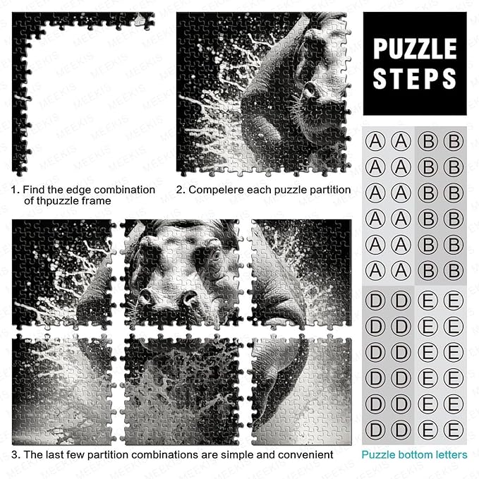 Hippo 1000 Pieces 3D Animal Thickened Wooden Jigsaw Puzzles for Adults Fun Home Decoration Education Game Stress Relief Toy Intellectual Game Challenge Educational 1000pcs (75x50cm)