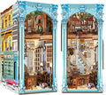 𝗠𝗶𝗻𝗶𝗖𝗶𝘁𝘆 Book Nook Kit, DIY Miniature Dollhouse Booknook Bookshelf Insert Decor, 3D Wooden Puzzles with LED Light for Teens and Adults(Hemingway House)
