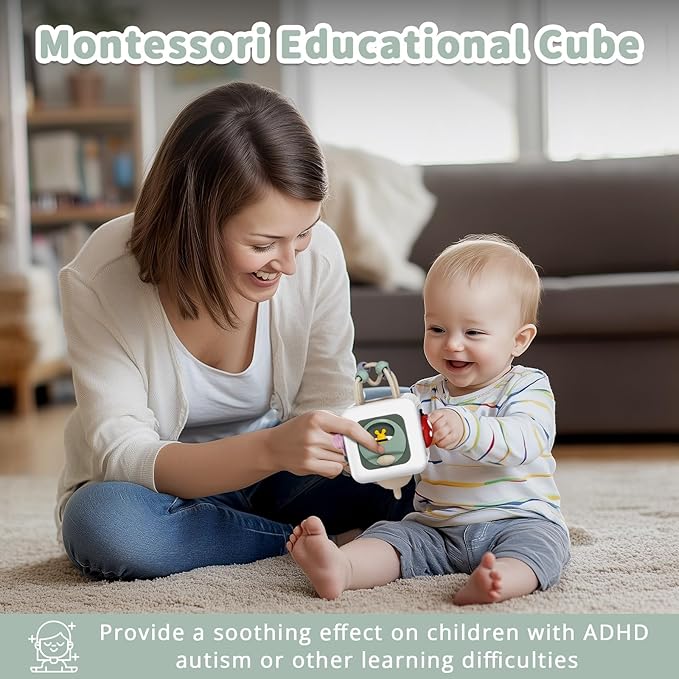 Baby Busy Board Cube, Toys for Boy Girl, Montessori Travel Toys for Toddlers, Learning Fine Motor Skills| Birthday Gifts for Infant Boys Girls