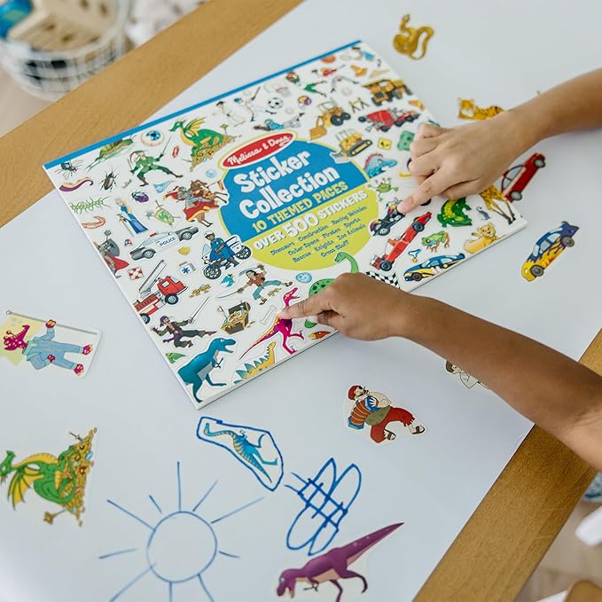 Melissa & Doug Sticker Collection Book: Dinosaurs, Vehicles, Space, and More - 500+ Stickers - FSC Certified
