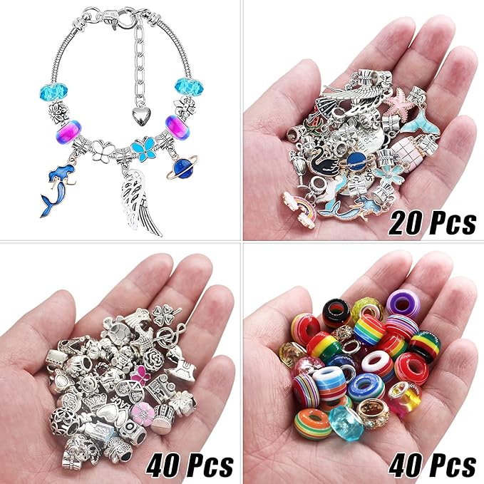 SUREHOME Jewelry Making Kit for Girls 8-12, 110 pcs Charm Bracelet Making Kit Art & Crafts for Girls Ages 6-8 DIY Necklace Toy Birthday Gifts for 5 7 8 9 10 11 Years Old Kids Trendy Stuff
