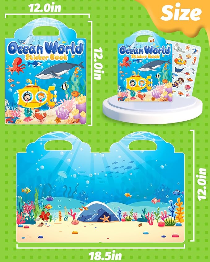 Reusable Sticker Book for Toddlers 2-4 Years, Stickers for Kids, Toddler Craft Activities, Toddler Travel Toys Ages 2+ Boy Girl Birthday Gifts