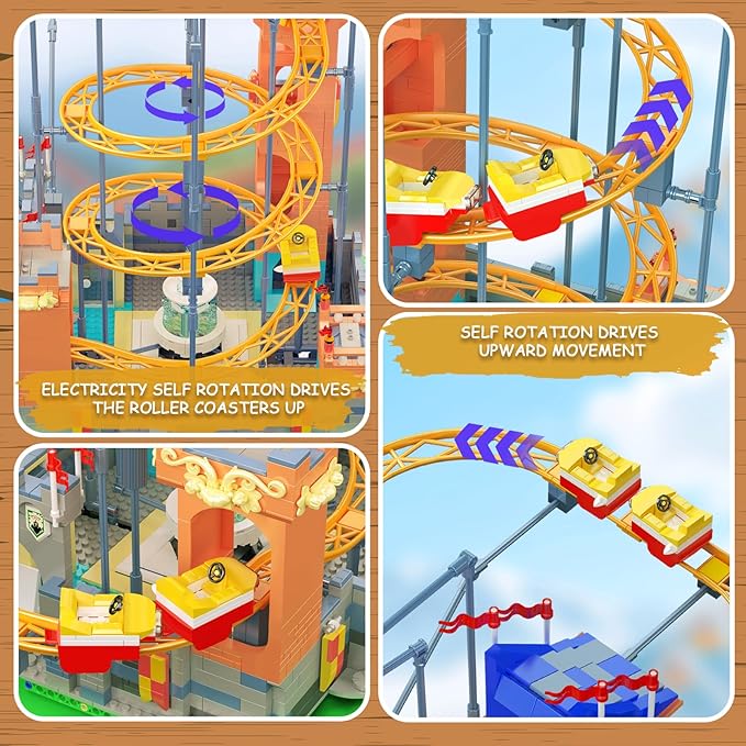 Mould King Roller Coaster Building Block Set, 2584+ Pcs Castle Theme Amusement Park Model Kit with Motors, STEM Construction Rollercoaster Building Set, Home Decoration Gift for Teen Adult
