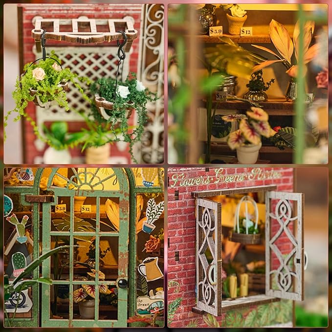 DIY Book Nook Kit, Miniature Dollhouse Bookshelf Insert with Light, Laser-Cut Wooden Craft Set for Adults, Perfect for Teens and Adults, Blossomary Shop