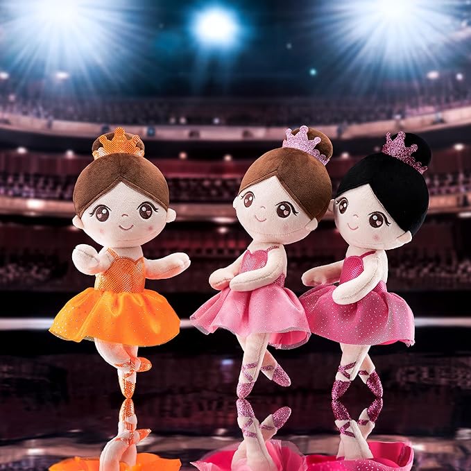 Gloveleya Baby Girl Gifts Dolls Soft Plush Toy Ballet Girl Doll Orange 14 Inches with Gift Box…