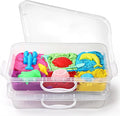 2 Pcs Sand Tray Sensory Bin with Lid and Handle, Portable Sensory Sandbox Container for Kids, Plastic Activity Tray for Toddlers (Transparent)