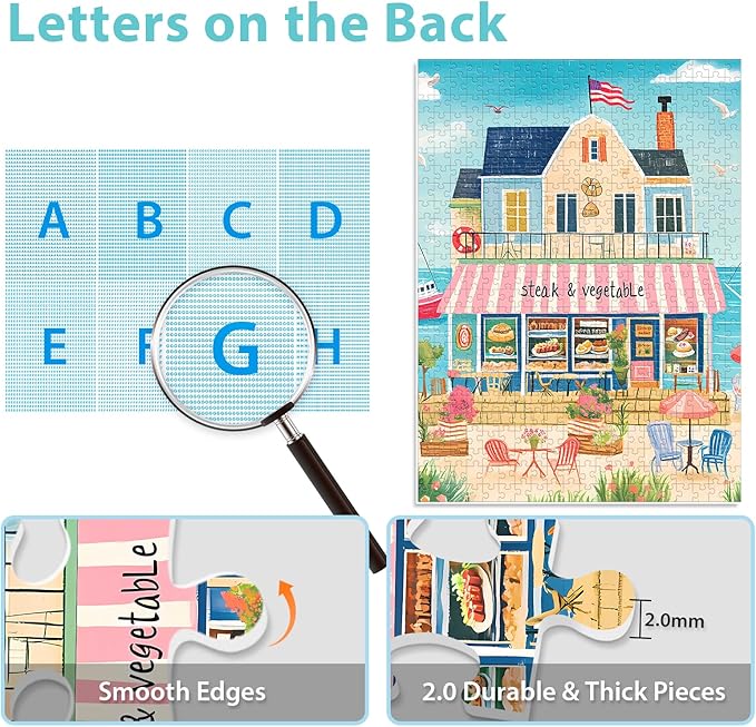 Puzzles for Adults 500 Pieces, Coastal Puzzle, Seaside Jigsaw Puzzles 500 Piece for Adults Kids Seniors, Recycled Cardboard Puzzle for Game Night Family Friends, 20.5x15 in Home Decor