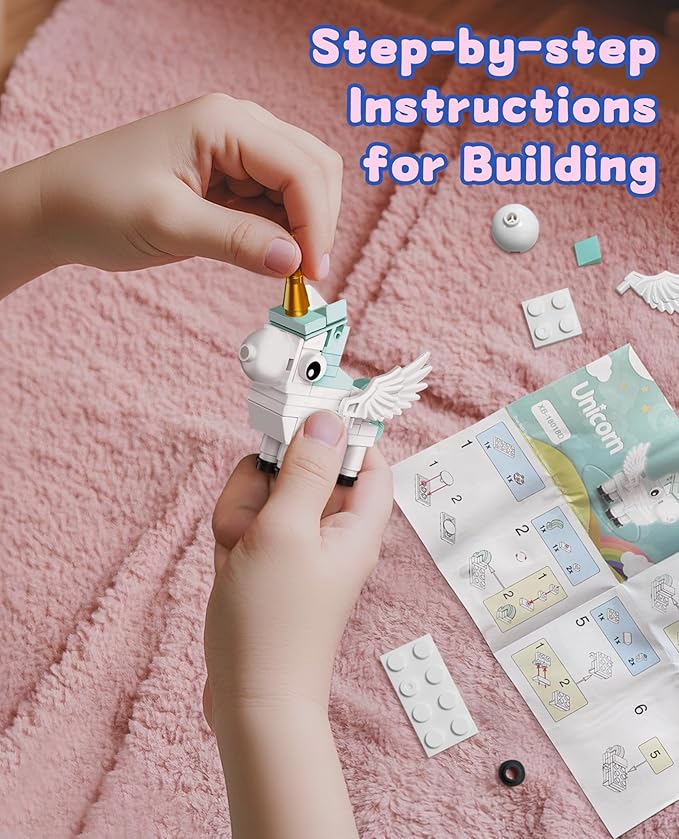 Unicorn Toys Building Set, 6 Pack Cute Unicorn Party Favors Gift, Goodie Bags Stuffers Birthday Halloween Building Blocks