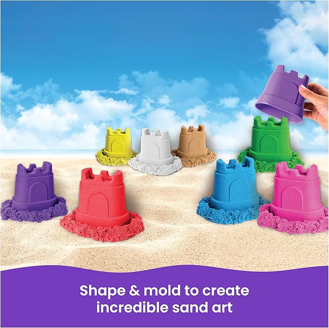 Kinetic Sand, Castle Containers 10-Color Pack of Play Sand for Party Favors, Goodie Bags, Sensory Toys for Kids Ages 3 and up
