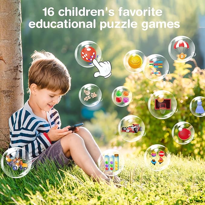 PTHTECHUS® Kids Phone Toy for Boys Girls, 3.8 "Touch Screen Toddler Smartphone with Fun Cameras 16 Games MP3 Music Player Audio Recorder Pedometer Torch Alarm Clock Children Phone for Ages 4-14