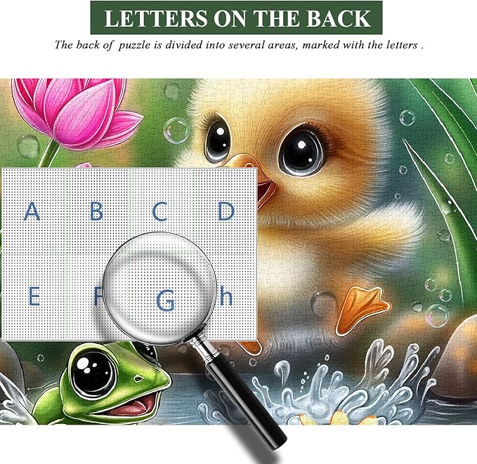 PICKFORU Summer Splash Puzzles for Adults 1000 Pieces, Cute Duck Frog Jigsaw Puzzles Lotus Flower, Challenging Impossible Animal Theme as Wall Decor