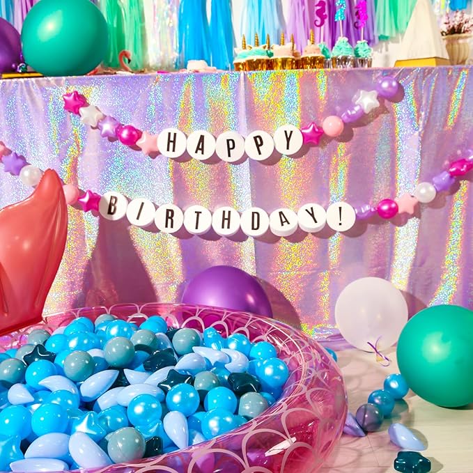 GOGOSO Ball Pit Balls Stars Moon Shapes Plastic Pitballs for Toddler Play Tent Baby Photo Props Kids Pool Water Toys Kiddie Pool Party Decor,Gradient Blue, 100pcs