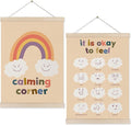 Koesus Calming Corner Posters for Kids, Emotional Chart Wall Art Poster Hanger Frame 12x16 Inch Set of 2, Boho Mental Health Canvas Pictures Prints Framed Wall Decor for Classroom
