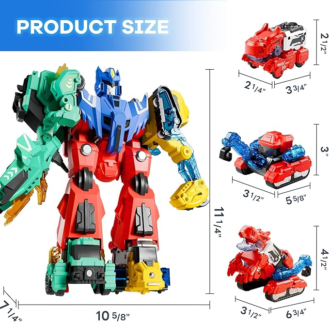 iPlay, iLearn Kids Dinosaur Transforme Robot Toy, Magnetic Construction Trucks Transform into Dinosaurs, Toddler STEM Educational Learning Toy, Cool Birthday Gifts for 3 4 5 6 7 8 Year Old Boy Girl