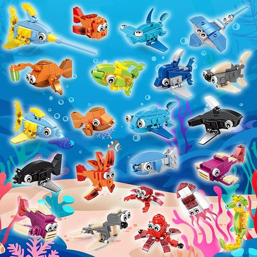 36 Packs Marine Animals Building Blocks Toy, Party Favors for Kids, 999PCS Building Set, Classroom Prizes, Goodie Bag Stocking Stuffers, Ideal for Boys and Girls Ages 6-12+