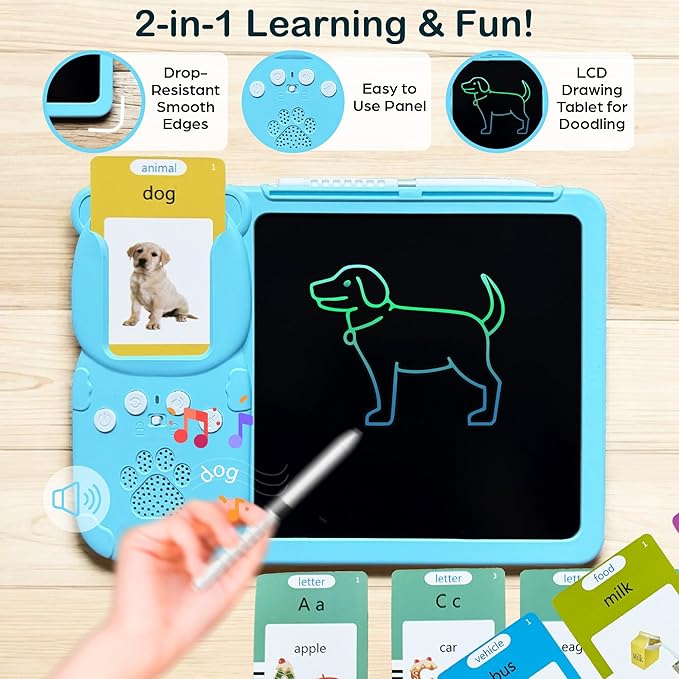 Talking Flash Cards for Toddlers - LCD Writing Tablet Kids - Drawing Tablet Toddler Toys 510 Sight Words Learning Montessori - Autism & Speech Therapy Toys - Kindergarten Gifts