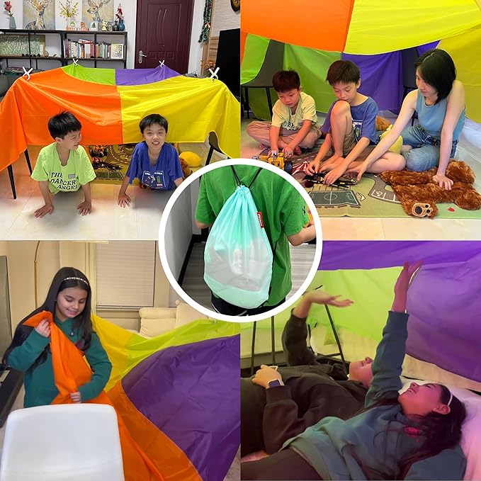 Magic Fort Building Kit for Kids with CPC Certification - Large Lightweight Blanket Fort Making kit and Clips - Portable Playhouse Play Tent Fort - Indoor/Outdoor Girls/Boys Toys Ages 4-5 6 7 8-12