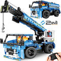 Remote Control Building Toys, 2-in-1 Technic Vehicle Building Kits for Boys Age 8-12, Construction Erector Set Crane Truck Build Model for Boys Girls
