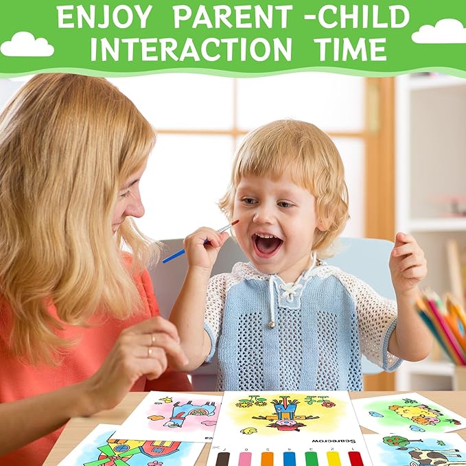 Paint with Water Coloring Books for Toddlers,Farm Theme Mess Free Watercolor Painting Papers for Kids Water Color Paint Kit Art Craft Birthday Gift for Ages 1-3, 4-8