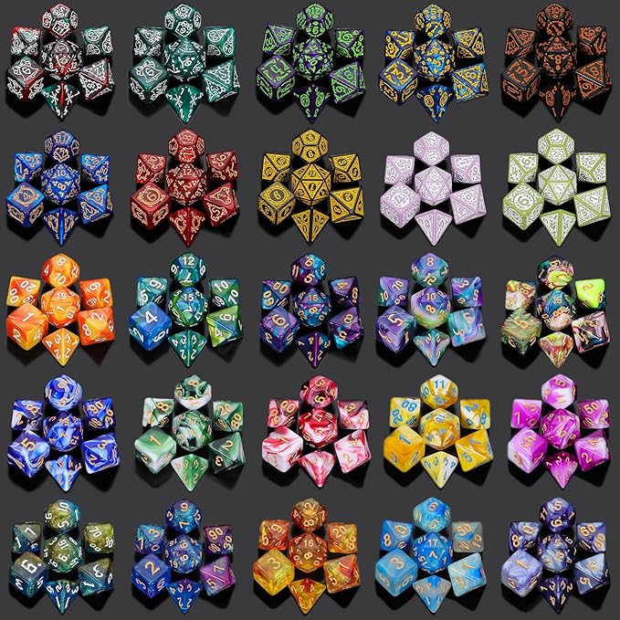 QMAY Mystery Dice Box - 7PCS DND Dice Set, Random Dice Patterns, 1Surprise Boxes, Polyhedral Dice with Dice Display Tube, D&D Gifts Box for Dungeons and Dragons, RPG, MTG,Role Playing Table Game
