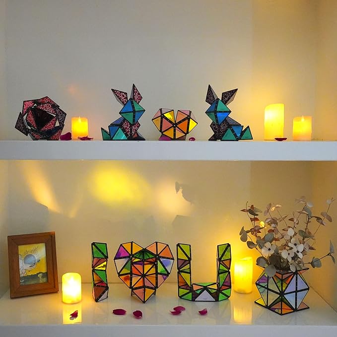 TOSY Magnet Pyramid Glow - 1 Cube Transforms into 1 Billion Shapes, 12 Pieces, 243 Rare Earth Magnets, Glowing, Holographic Design Magnet Tiles Creative Puzzle STEM/STEAM Toy, 3-Pack