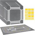 12 Pack Road Base Plates for Building, Compatible with Lego Classic Bricks, 10” x 10” Baseplates Fits for Lego Roads, Road Base Plates for City Sets (Attached DIY Stickers)