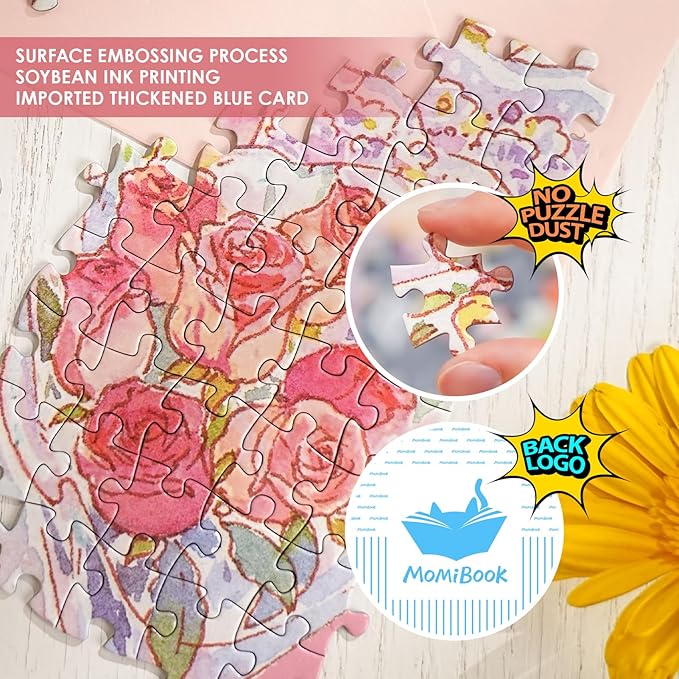 MOMIBOOK 1000 Piece Puzzle for Adults Jigsaw Puzzles of All Flowers Come to You, Painting Image Difficult Challenging Hard Impossible Puzzle Unique Funny Party Valentine's Christmas Birthday Gifts