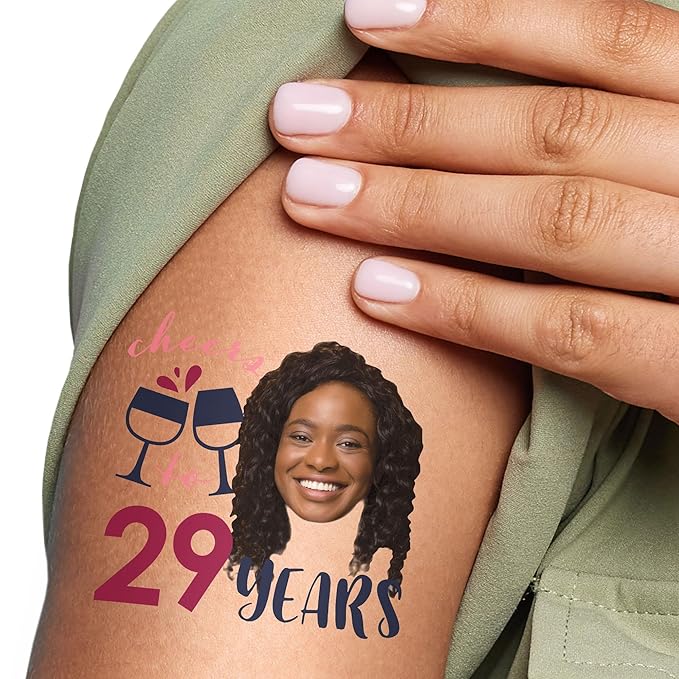 Big Dot of Happiness Custom Photo But First, Wine - Birthday Party Favors - Fun Face Temporary Tattoos - Set of 12
