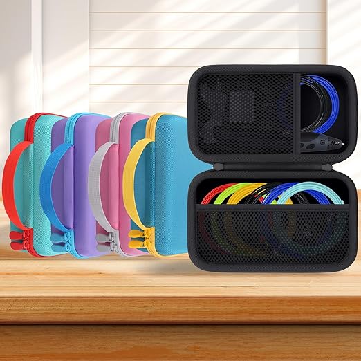 co2CREA Storage Organizer Case for 3D Printing Pen Set, Hard Case Compatible with SCRIB3D P1/Advanced, MYNT3D Super/Advanced, 3Doodler Start+/Flow/PRO and Filament Refill（Black Case）