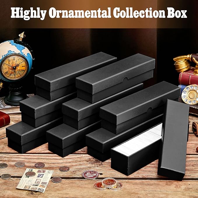16 Pcs 2 x 2 Inch Coin Storage Boxes for Collectors, Silver Eagle Coin Holders for Collectors, Cardboard Single Cents Protector Case Box for Collection Supplies, Flip, Single Row