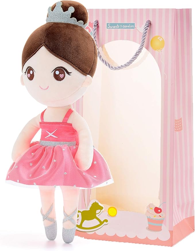 Gloveleya Baby Girl Gifts Dolls Soft Plush Toy Ballet Girl Doll Watermelon Red 13 Inches with Gift Box…