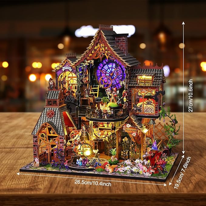 Miniature House Kit, Tiny House Kit with Light, DIY Mini House Building Kits for Adults to Building, Unique Gift for Birthday Christmas, Magic House