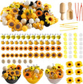 196 Pcs Sensory Bin Filler, Fine Motor Toys Bee Themed Sensory Bin Items Counting Sorting Toy Colorful Pom Poms Cup Bee Honeycomb Wooden Scoop for Preschool Education Activities