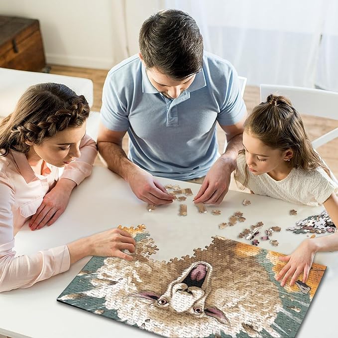 Sheep for Adults Fun 1000 Pieces 3D Animal Thickened Wooden Jigsaw Puzzle Toy Intellectual Game Stress Relief Toy Education Game Home Decoration Challenge Educational 1000pcs (75x50cm)