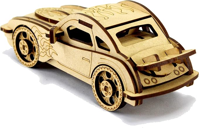 StonKraft 3D Wooden Puzzle Car - Wooden, DIY Kit, Build Your own, Construction Toy, Modeling Kit | MDF Toys Car
