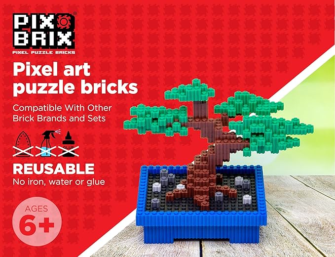 Pix Brix Pixel Art kit Puzzle Bricks - 3,000 Piece Pixel Art Container, 12 Color Light Palette - Interlocking Building Bricks, Create 2D and 3D Builds Without Water or Glue - Stem Toys, Ages 6 Plus