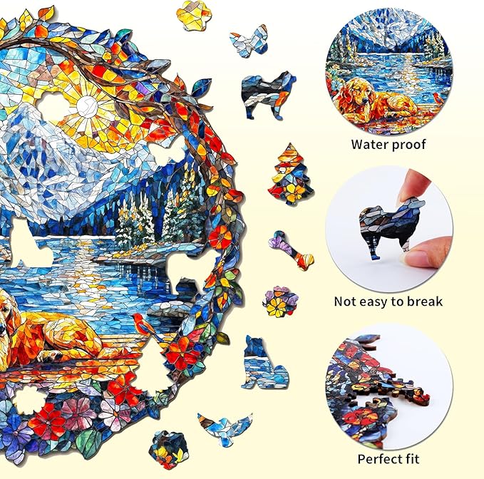 Wooden Puzzles for Adults,The Dog and The Snowy Mountain Wooden Jigsaw Puzzles, Creative Ghristmas Gift for Teenagers and Adults.(11.4 * 10.9 in 186pcs)