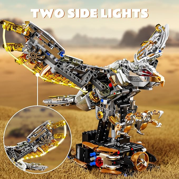 Mechanical Eagle Building Block Set 3D Poseable Model with Articulated Wings & Talons with Motor STEM Toy for Kids & Adults Ideal Gift for Engineering, Nature & Animal Lovers