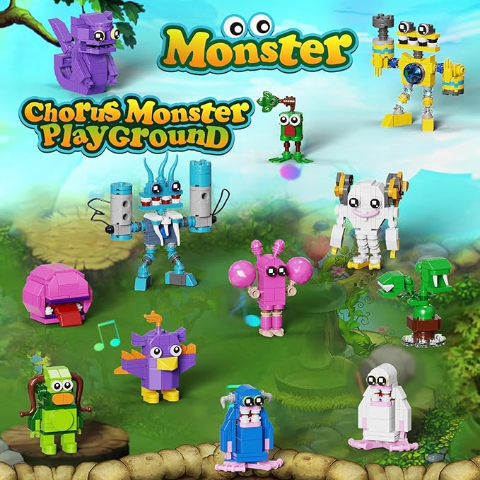 12 in 1 Singing Monster Figures Building Set, Wubbox Monsters Action Figure Game Toy Collectible Decoration Building Toy Compatible with Lego, Great Gift for Fans, Boys and Girls Aged 6+ (637 Pieces)
