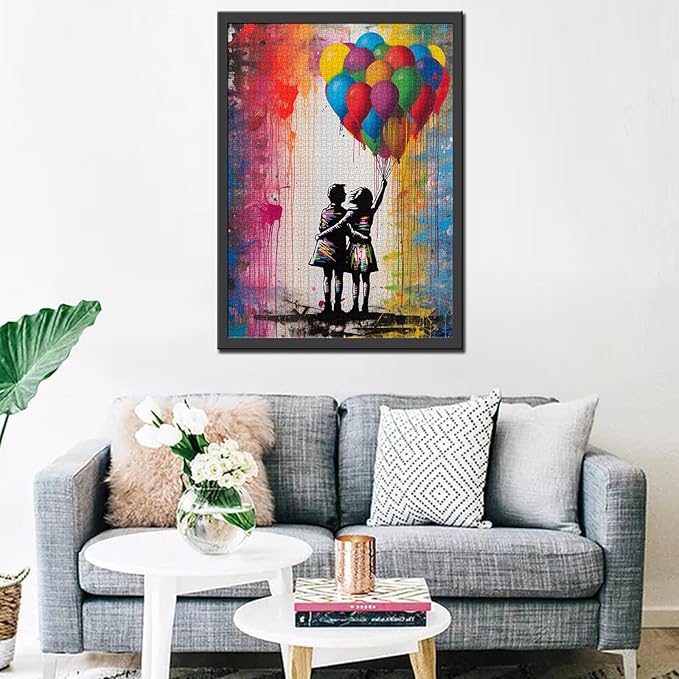 Tucocoo 1000 Piece Jigsaw Puzzles for Adults Graffiti Couple Street Pop Art Painting Jigsaw Puzzle Rainbow Balloon 1000 Pieces Puzzles for Challenging Family Activity Game DIY Puzzle Wall Decor Gifts